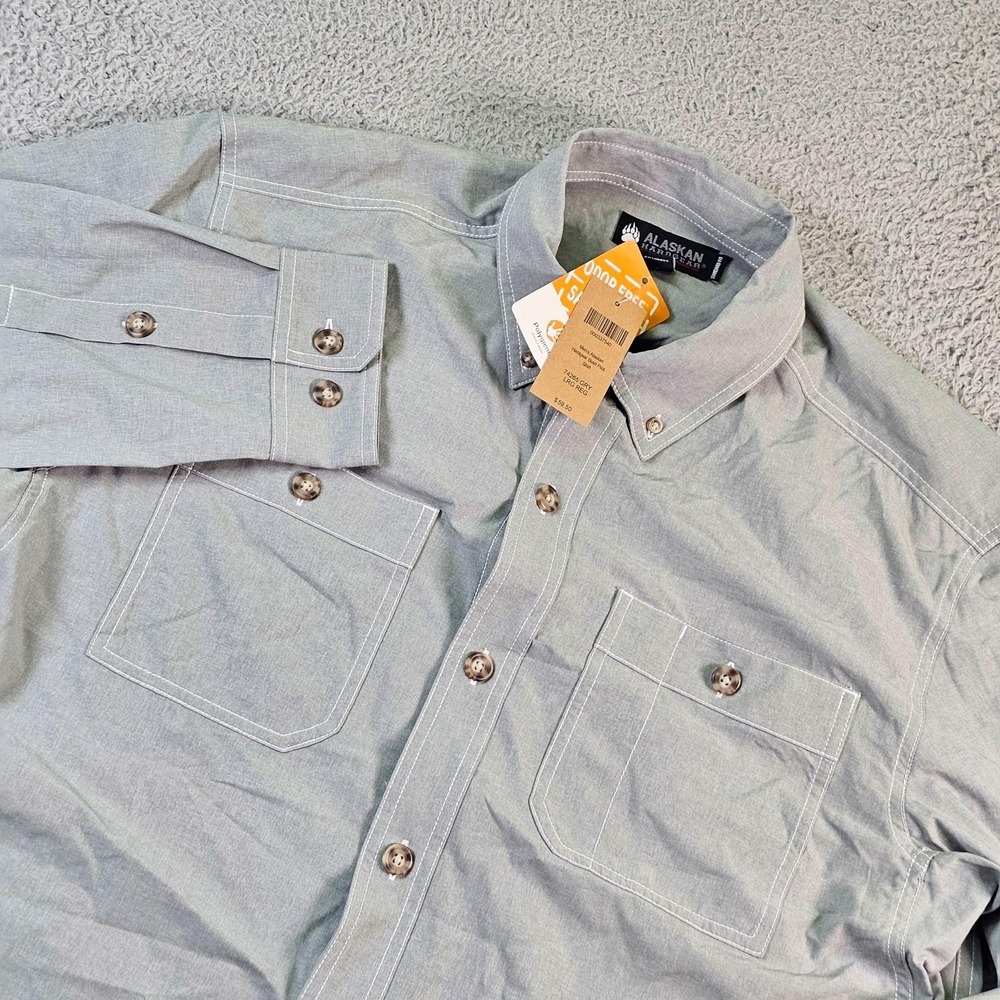 Alaskan Hardgear Bush Pilot Mens Large Gray Long Sleeve Button Up Shirt 74265